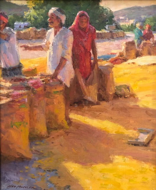 Sacking Grain - Ravisthan, India Art Piece available at Hindes Fine Art Gallery