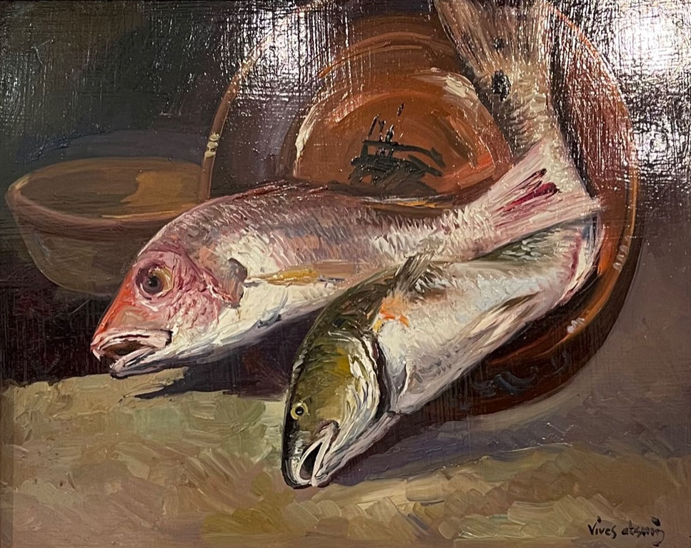 Pescado's Art Piece available at Hindes Fine Art Gallery