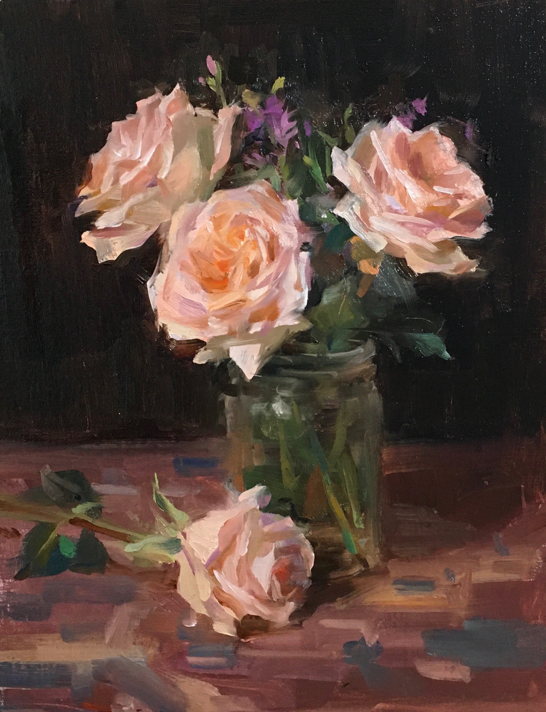 Rose Arrangement Art Piece available at Hindes Fine Art Gallery