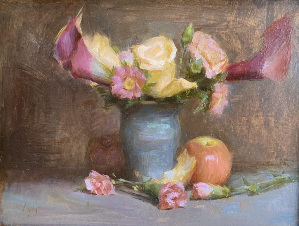 Yellow Rose Plus Purple Lilies (SOLD)